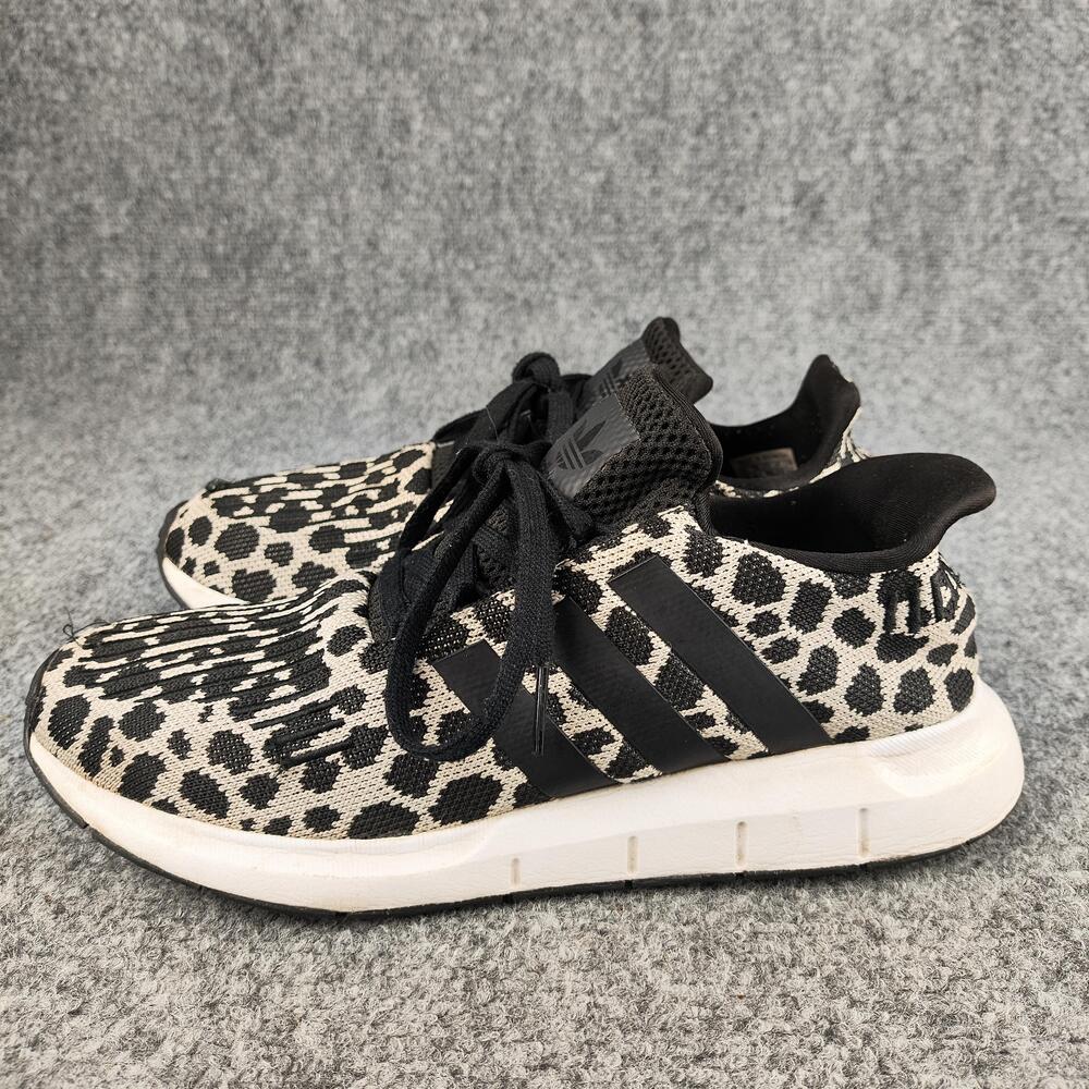 Adidas Swift Run Shoes Womens Size 8 Black Animal Print Knit Sneakers DD7002